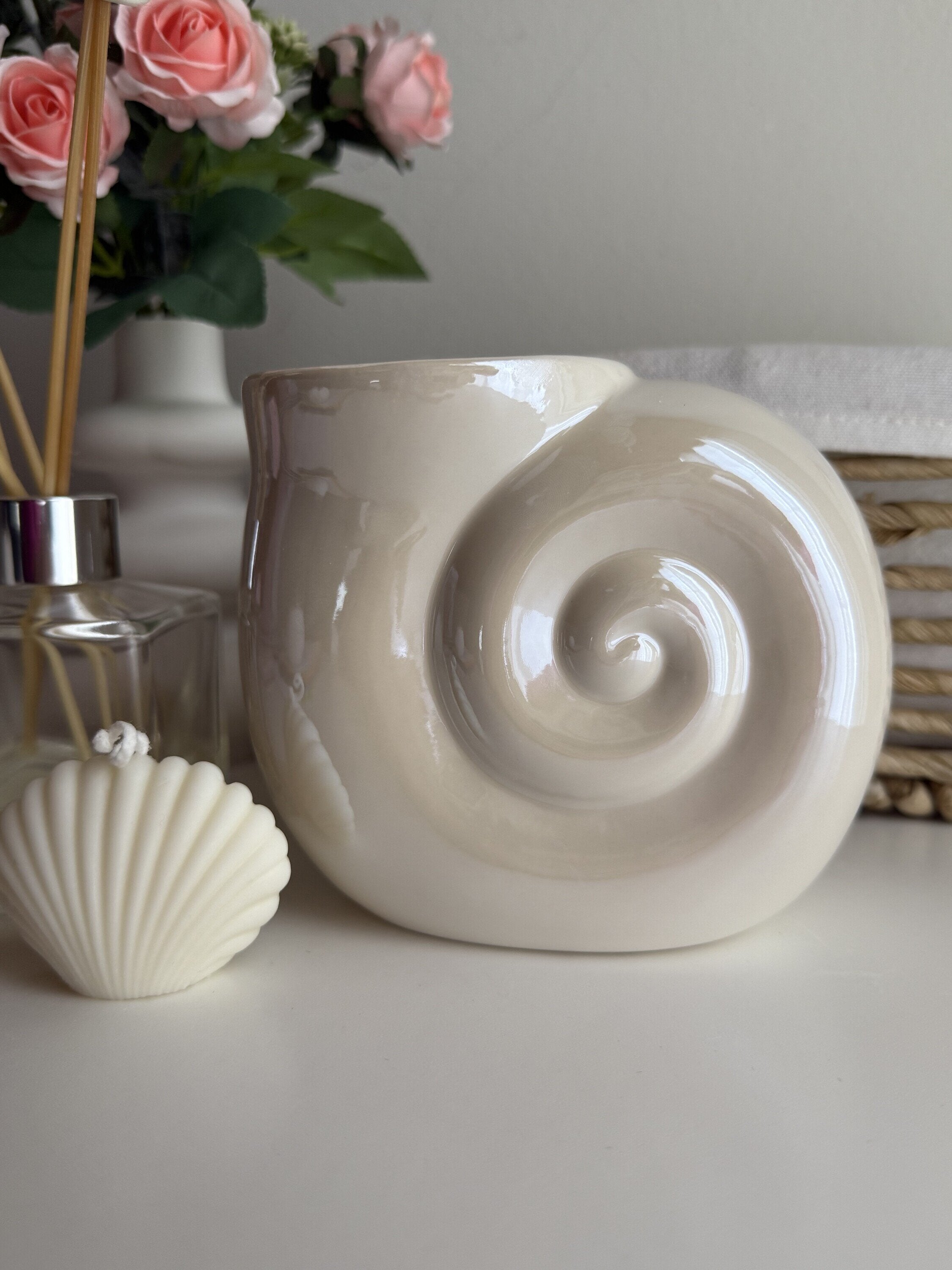 Quemador Caracola Nacarada e iridiscente para Wax Melts | Cerámica Premium