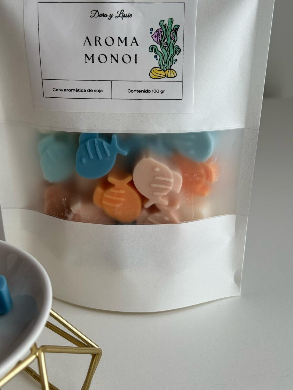 Wax Melts Aromáticos Aroma Monoi – Ceras Aromáticas en Forma de Peces y Conchas,