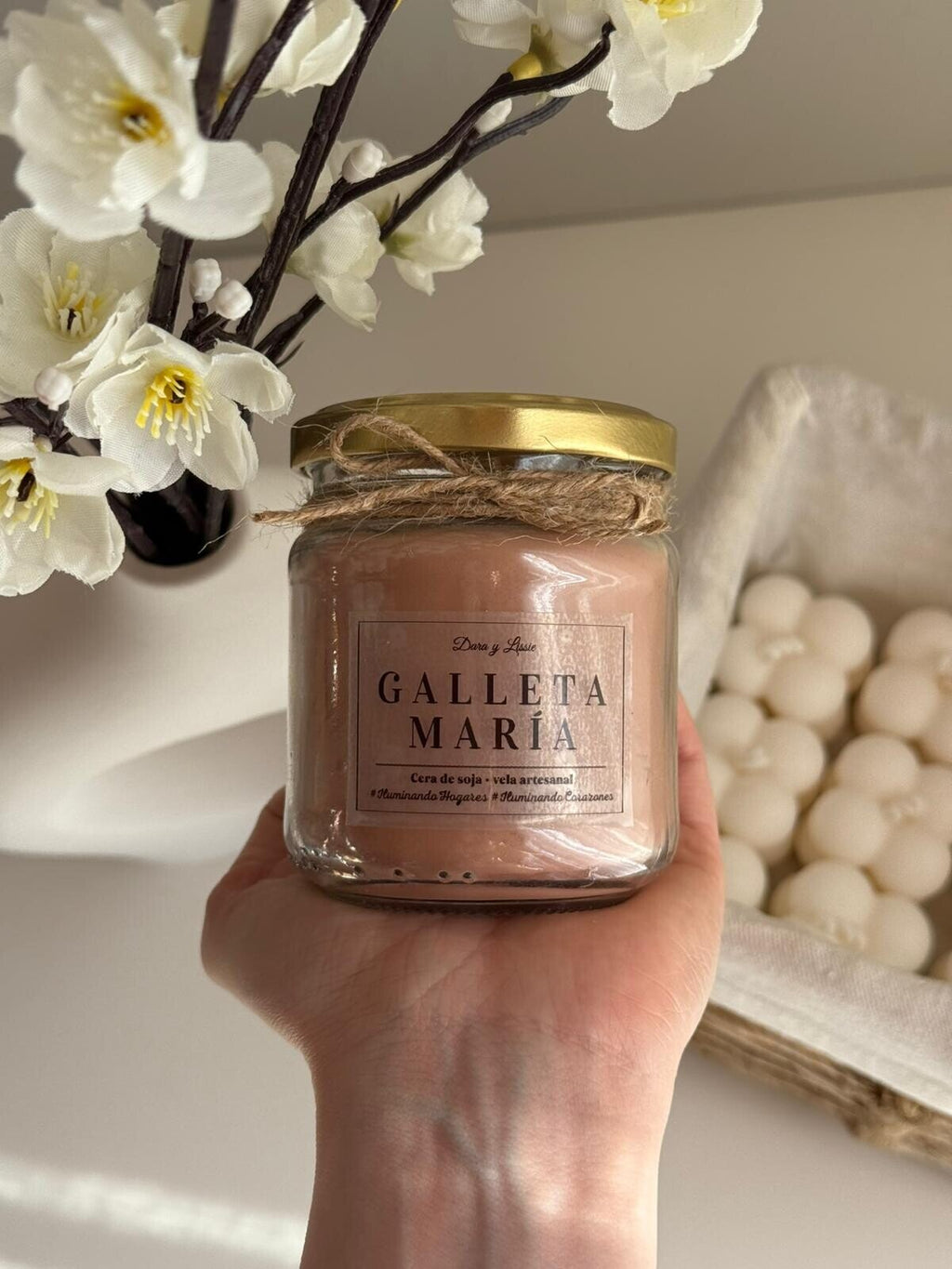 Vela de soja Galleta María con mecha de madera crepitante | El aroma de siempre