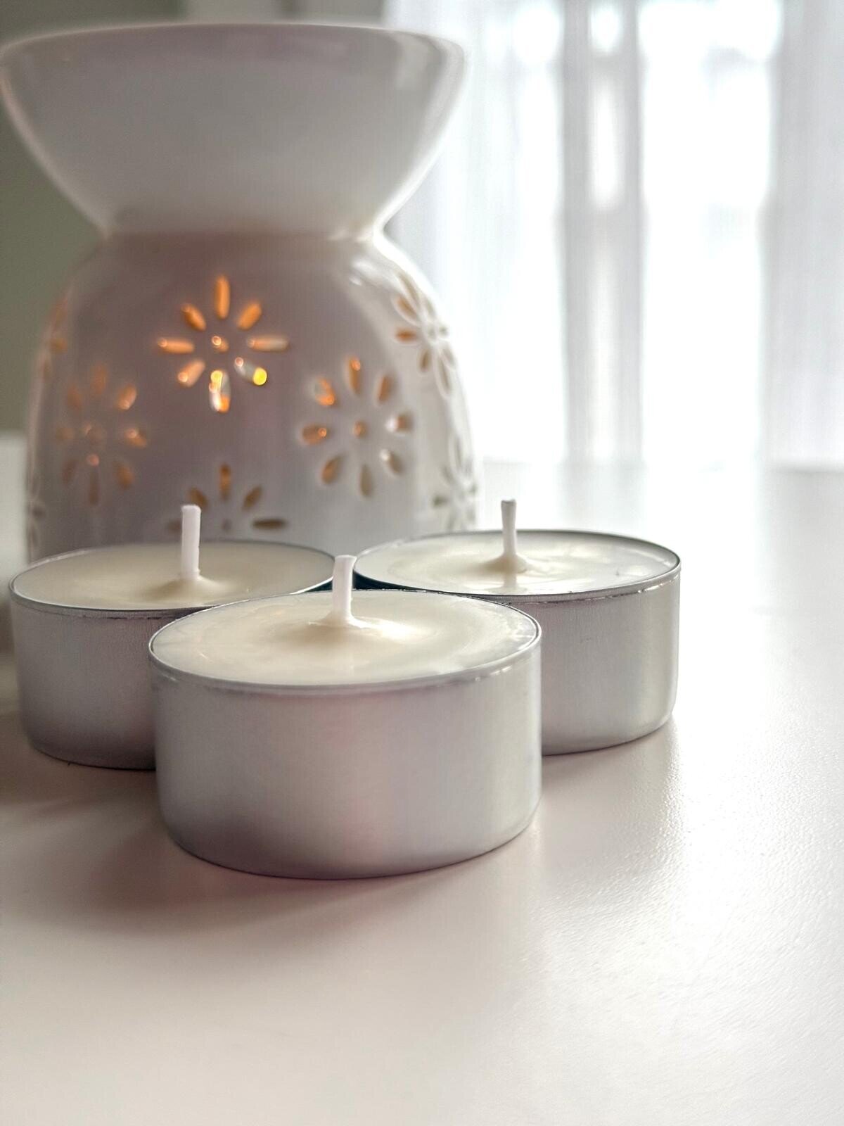 Velas de Té Artesanal de Cera de Soja Natural - Sin Aroma para Quemadores
