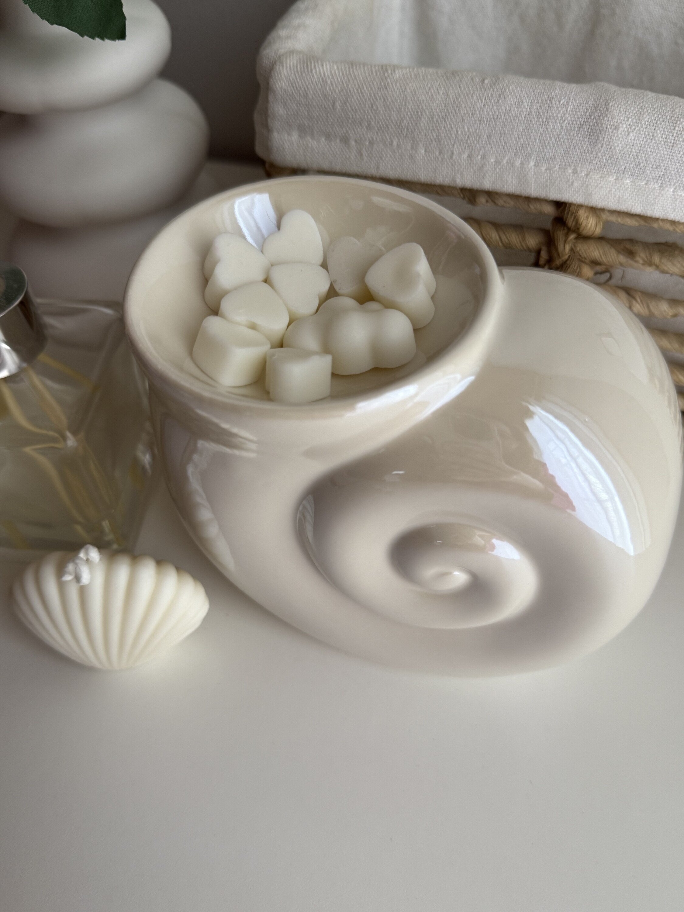 Quemador Caracola Nacarada e iridiscente para Wax Melts | Cerámica Premium