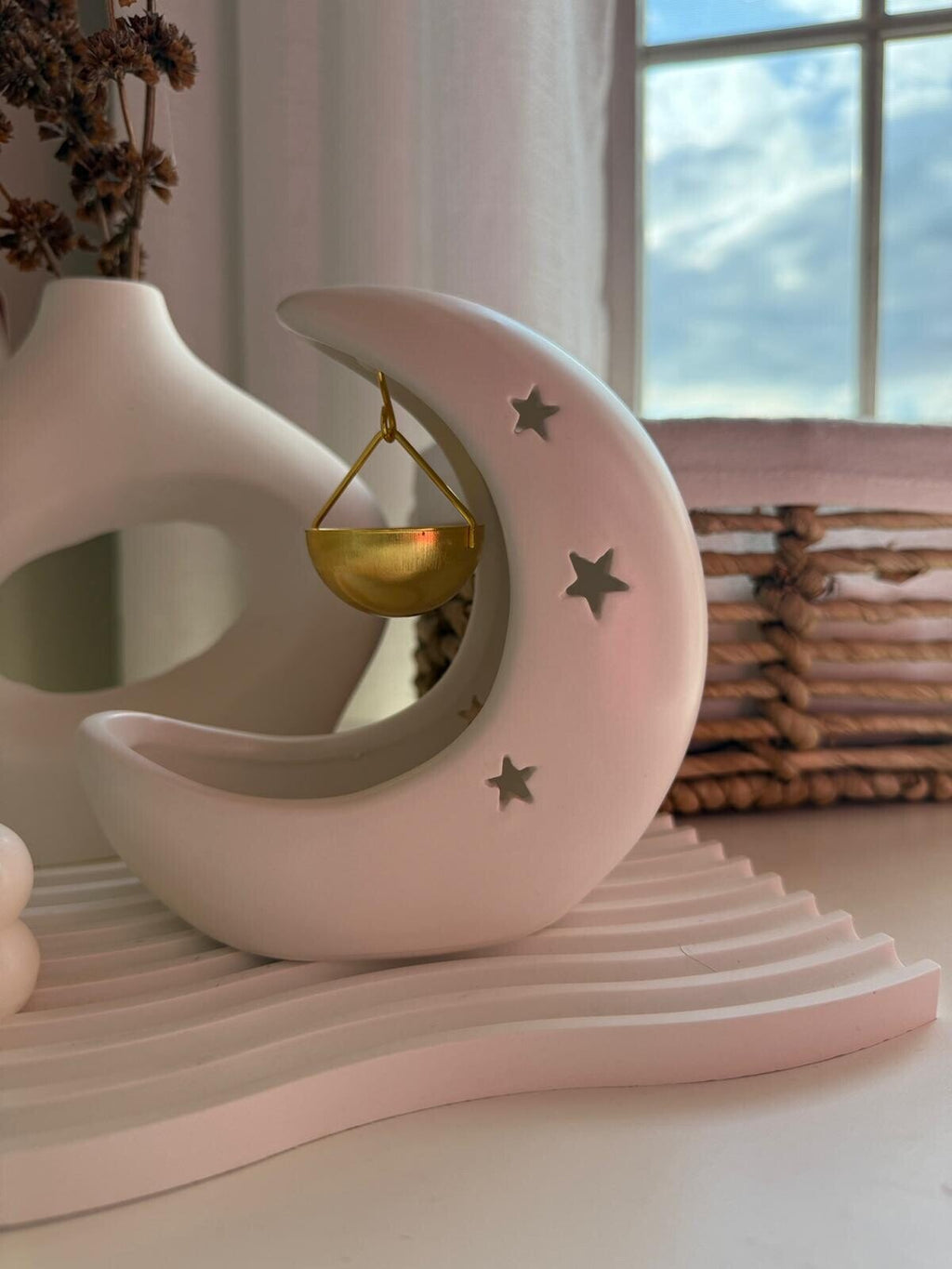 Quemador de Cerámica Media Luna para Wax Melts y Aceites Aromáticos