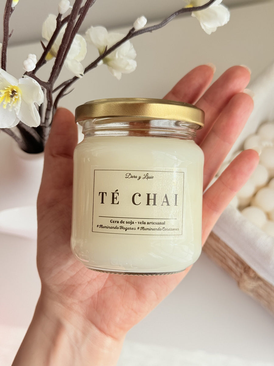 Vela Aromática Té Chai con Mecha de Madera (37h+)