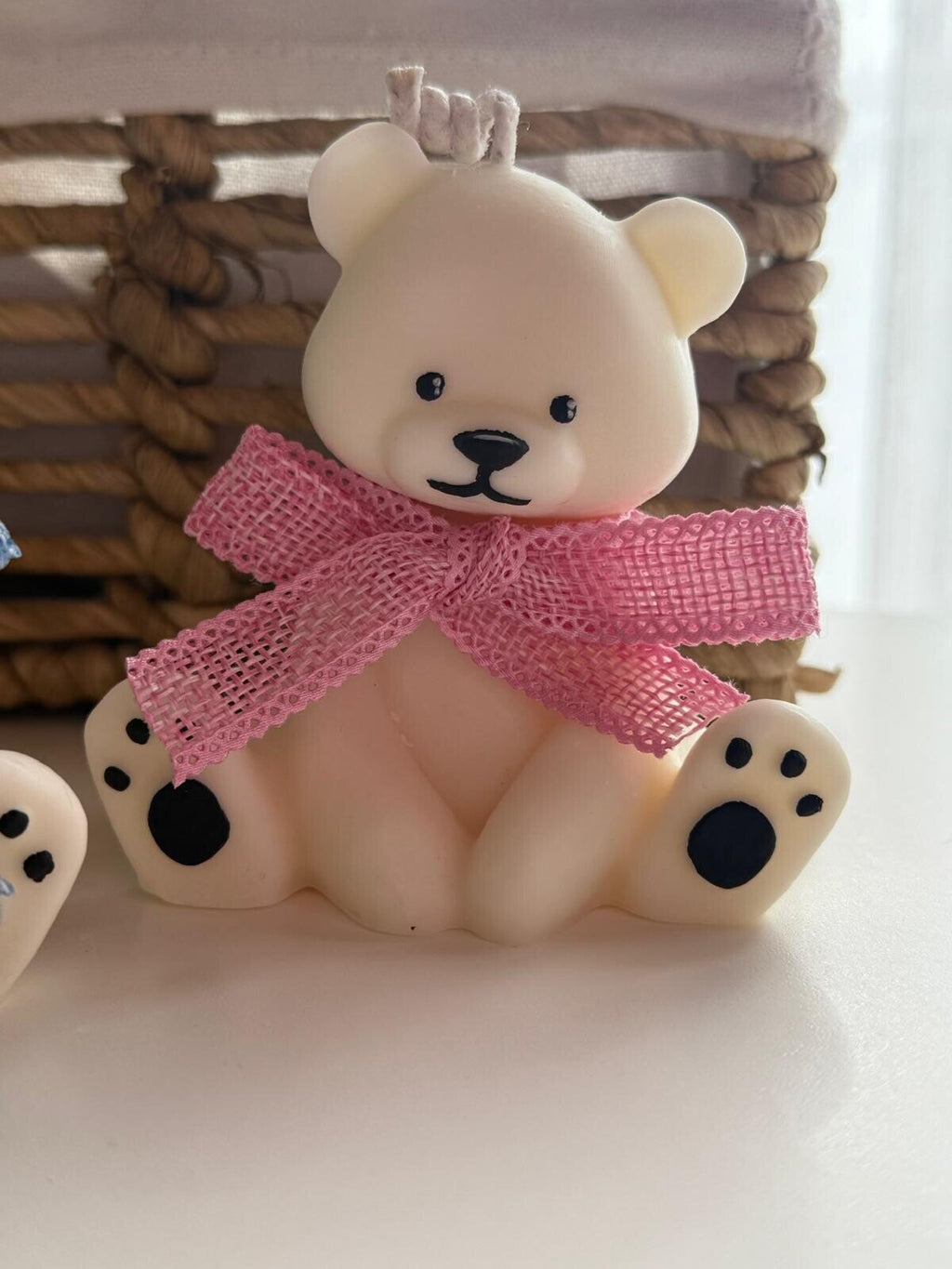 Vela Decorativa Baby Bear – Vela en Forma de Osito con Lacito, Ideal para Regalo