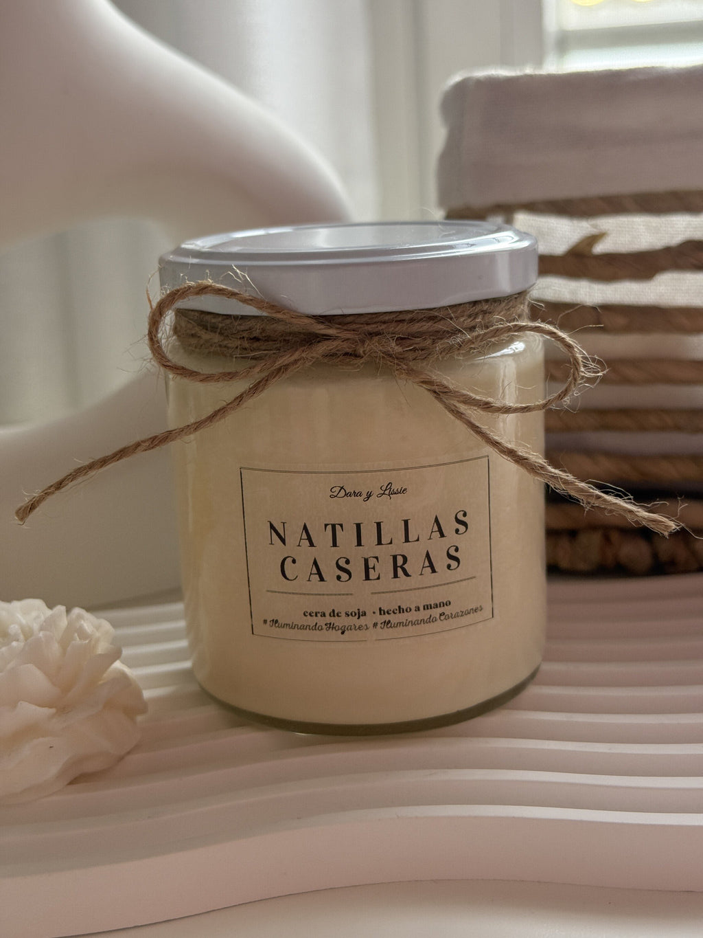 Vela aromática en tarro - Natillas caseras con mecha de madera (crepita)