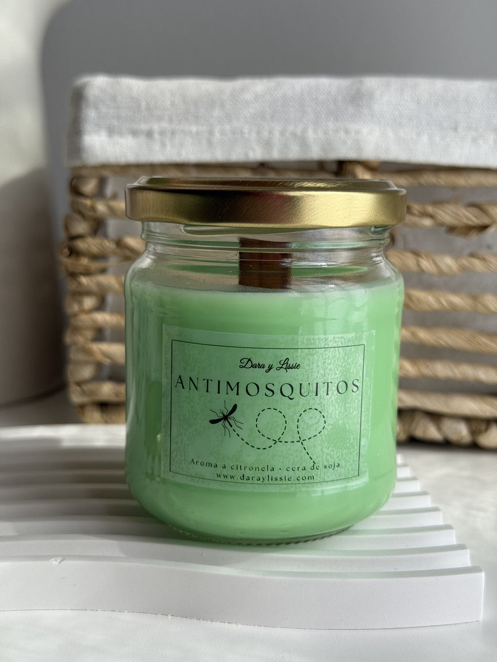Vela Aromática Antimosquitos de Citronela con Mecha de Madera | 150 g