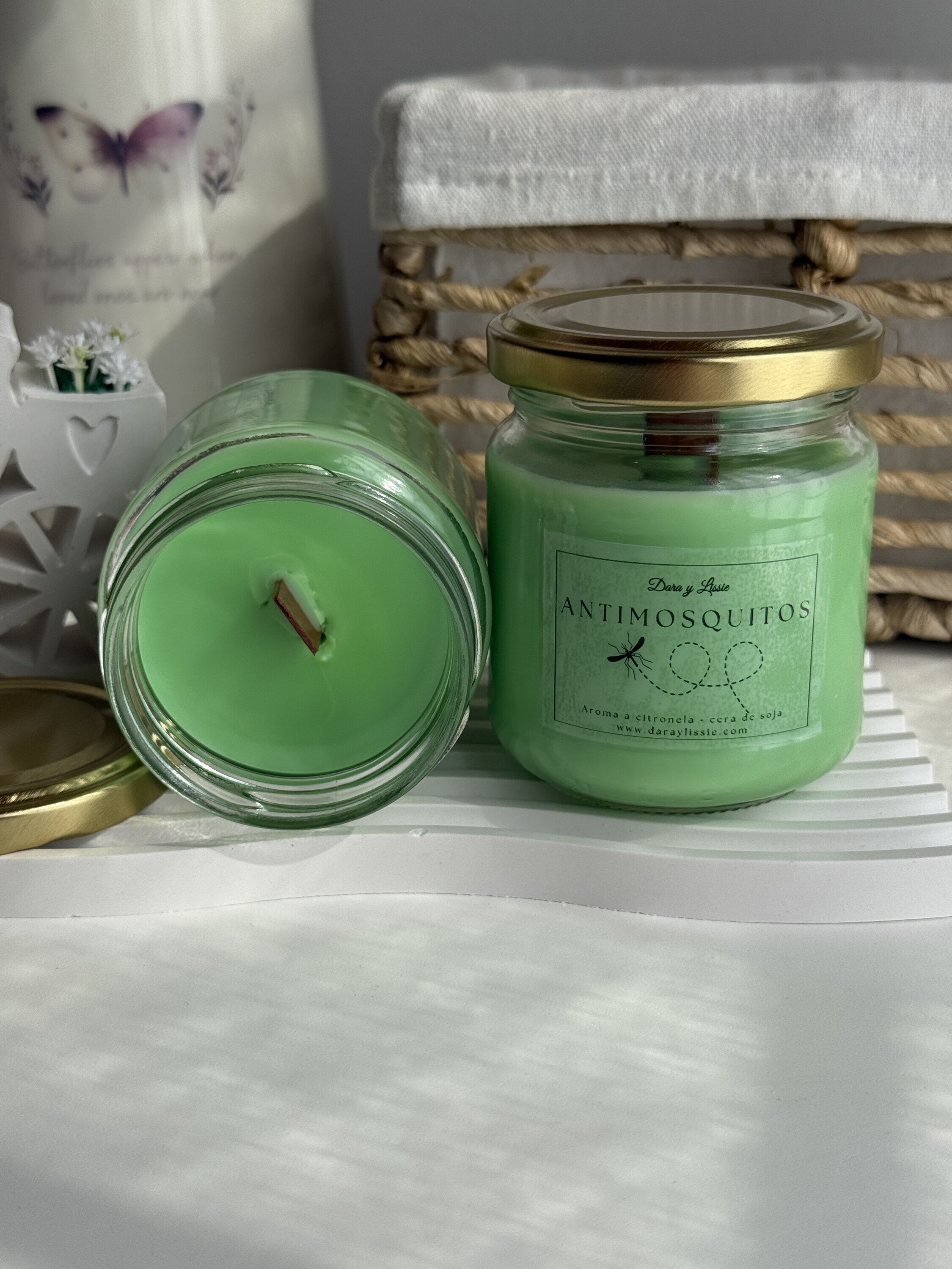 Vela Aromática Antimosquitos de Citronela con Mecha de Madera | 150 g