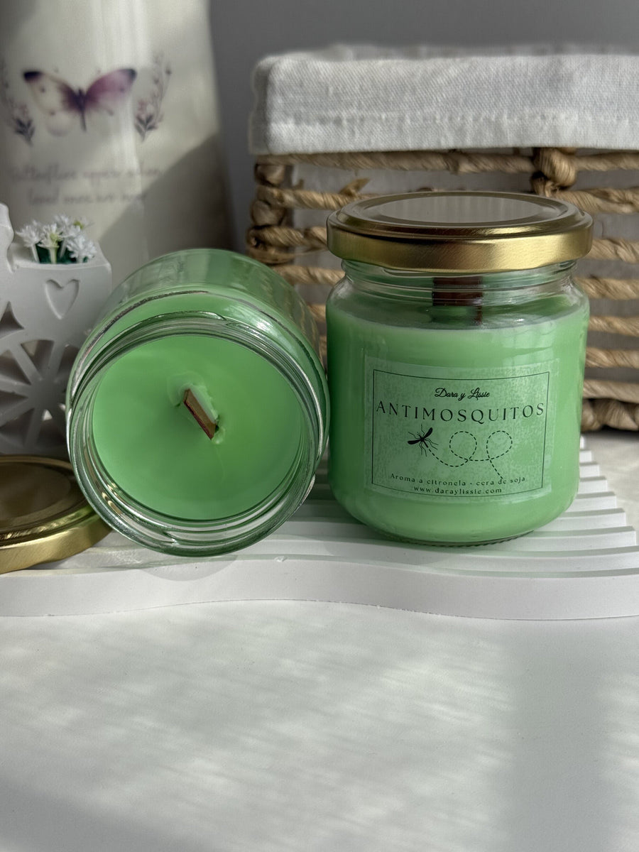 Vela Aromática Antimosquitos de Citronela con Mecha de Madera | 150 g