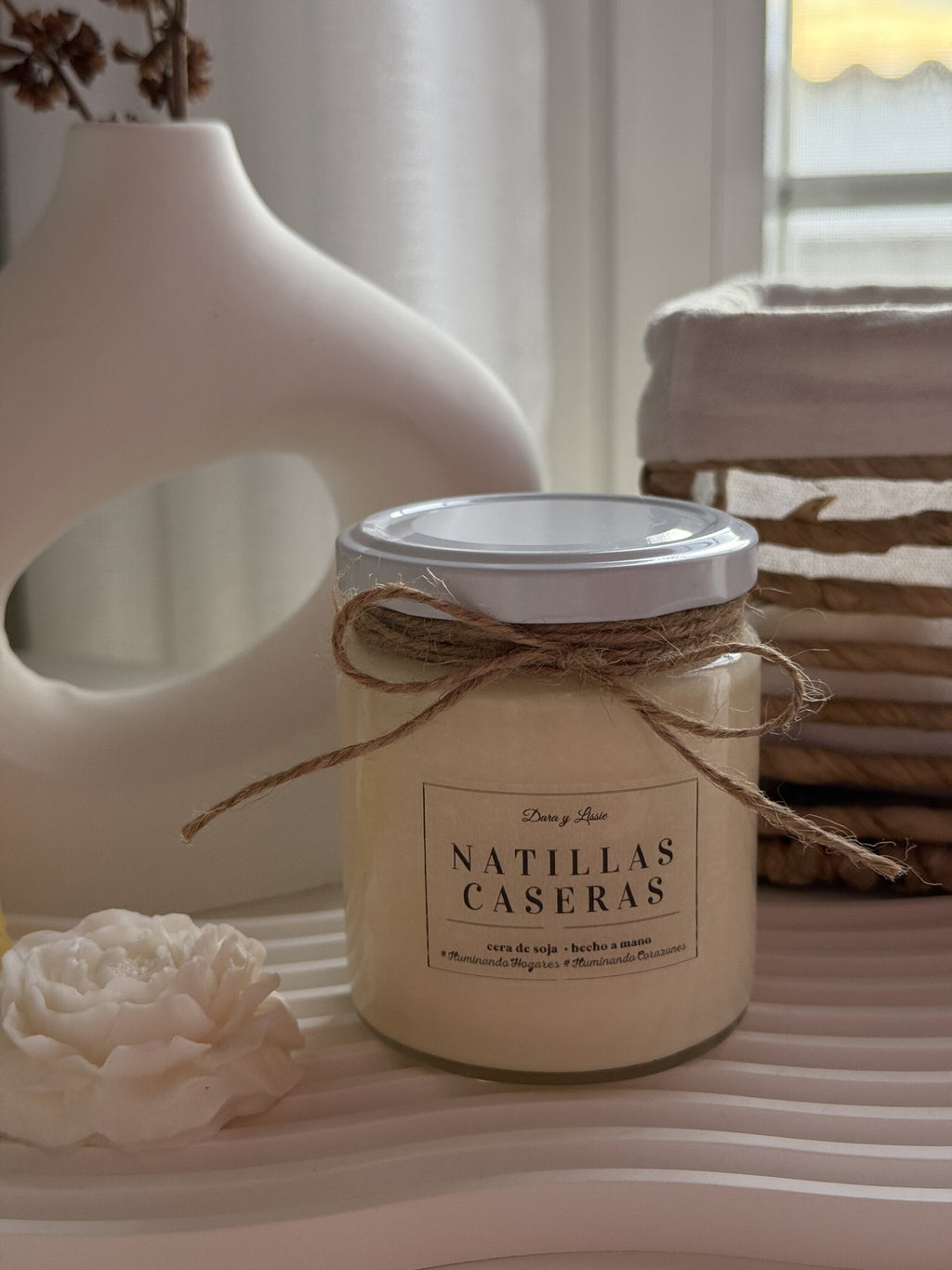 Vela aromática en tarro - Natillas caseras con mecha de madera (crepita)