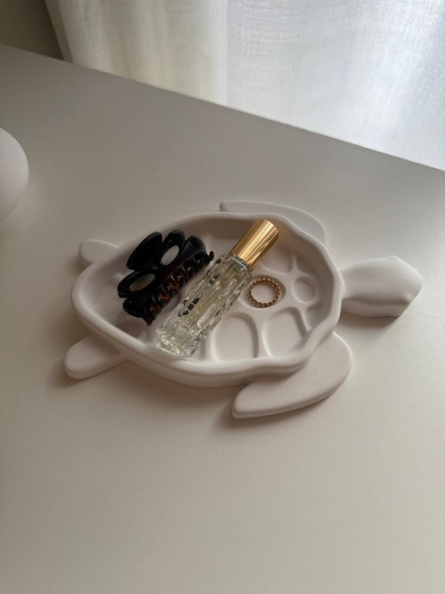Bandeja Tortuga Decorativa – Joyero Original en Color Blanco