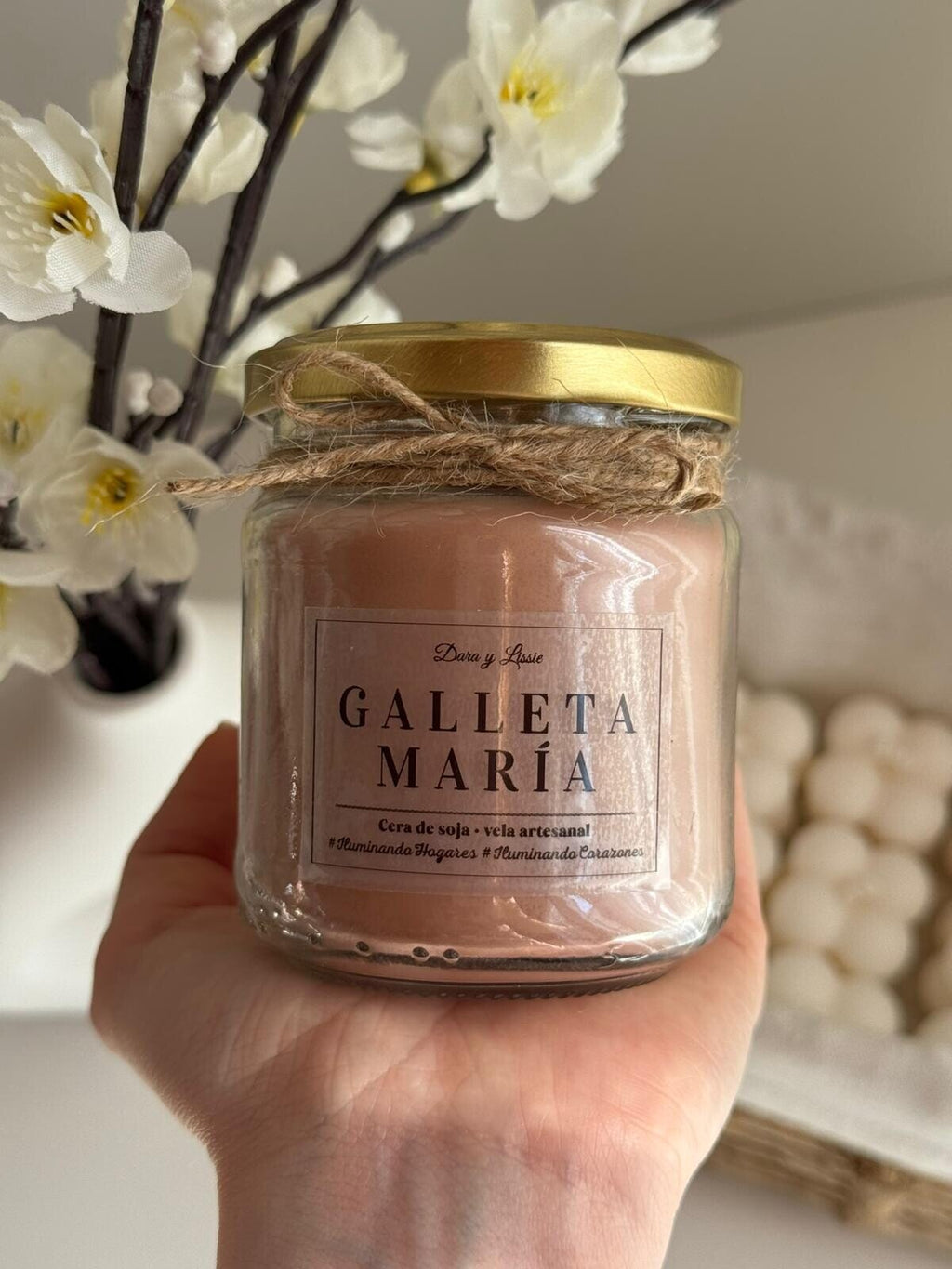 Vela de soja Galleta María con mecha de madera crepitante | El aroma de siempre