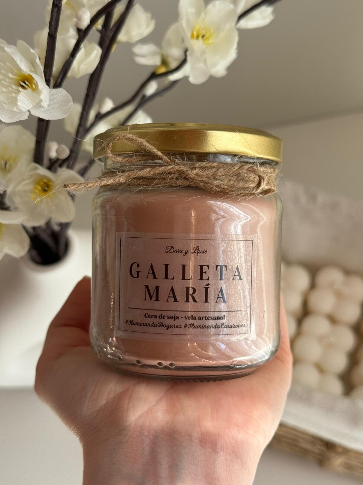 Vela de soja Galleta María con mecha de madera crepitante | El aroma de siempre