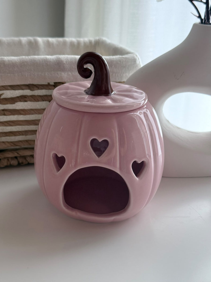 Quemador de wax melts Calabaza Rosa con Corazones